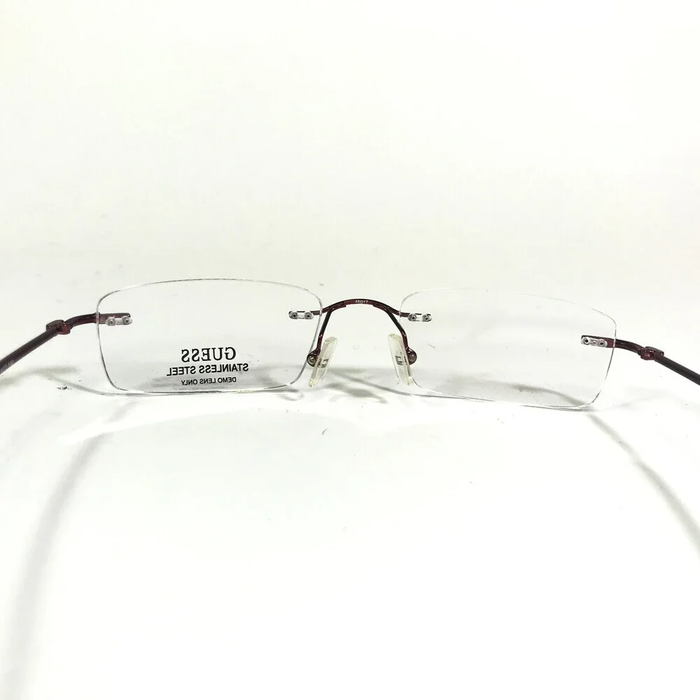 Guess Eyeglasses Frames GU1275 RD Red Rectangular Rimless 48-17-140